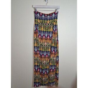 No Boundaries Strapless Maxi Dress Colorful Aztec Tribal Y2K Summer Small (3/5)